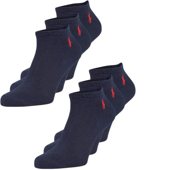 Polo Ralph Lauren Other - Polo Ralph Lauren Mens Classic Sport 6-Pair Cushion No Show Socks Navy Blue Red